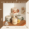 Cốc sứ có nắp hoạ cổ điển phong cách Hàn Quốc