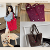 Túi tote vải nhung charm nút phong cách Hàn Quốc