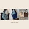 Túi tote vải nhung charm nút phong cách Hàn Quốc