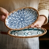 Đĩa sứ viền mây tre nhiều mẫu hoạ tiết phong cách Nhật