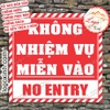 LOGO TEM STICKER KHÔNG NHIỆM VỤ MIỄN VÀO NO ENTRY BIẾN BÁO CẤM VÀO - VUÔNG