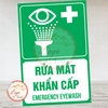 Tem Decal Dán - RỬA MẮT KHẨN CẤP - EMERGENCY EYEWASH - Sticker Dán Y TẾ - Decal có keo sẵn, chống nước, chống phai