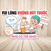 Tem Decal Dán VUI LÒNG KHÔNG HÚT THUỐC, NHÀ CÓ TRẺ NHỎ - CON KHÔNG THÍCH KHÓI THUỐC ĐÂU - Chống nước, chống phai