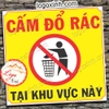 LOGO STICKER TEM DÁN CẤM ĐỔ RÁC BỪA BÃI TẠI KHU VỰC NÀY, GIỮ GÌN VỆ SINH CHUNG ĐỂ BẢO VỆ MÔI TRƯỜNG
