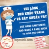 LOGO STICKER TEM BIỂN BÁO NỮ Y TÁ NHẮC NHỞ YÊU CẦU ĐEO KHẨU TRANG VÀ SÁT KHUẨN TAY, ÁP PHÍCH PHÒNG CHỐNG DỊCH COVID 19