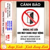 Tem Decal Dán [Nhắc Nhở] CẢNH BÁO KHÔNG MỞ CỬA KHI MÁY ĐANG HOẠT ĐỘNG | Decal Song Ngữ Việt - Anh Chống nước, Chống phai