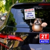 Tem Decal Dán Xe Vui Nhộn Nhắc Nhở Không Bật Đèn Pha Khi Tham Gia Giao Thông, Hình CHÚ CHÓ Cầm Bảng, Tem Xe Đáng Yêu