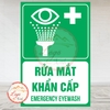 Tem Decal Dán - RỬA MẮT KHẨN CẤP - EMERGENCY EYEWASH - Sticker Dán Y TẾ - Decal có keo sẵn, chống nước, chống phai