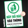 Decal Tem Dán Hãy Bỏ Rác Vào Thùng, Vui Lòng Vứt Rác Vào Thùng, Đúng Nơi Quy ĐỊnh,Put The Little In The Trash,Chống Nước