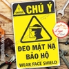 LOGO TEM STICKER BIỂN CẢNH BÁO ĐEO MẶT NẠ BẢO HỘ - WEAR FACE SHIELD - BIỂN CẢNH BÁO AN TOÀN LAO ĐỘNG