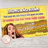 Tem decal trang trí quán ăn vui nhộn – Thông báo khẩn “Ngon nhức nách” – Decal bóc dán chống nước, bền màu