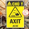 LOGO TEM STICKER CẢNH BÁO NGUY HIỂM DUNG DỊCH AXIT ACID - BIỂN CẢNH BÁO AN TOÀN LAO ĐỘNG