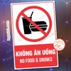 Tem Decal Cấm Không Ăn Uống, No Food Or Drinks, Tem Decan Dán Chất Lượng Cao Có Keo Sẵn Chống Nước Tiện Dụng - Logoxinh