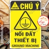 LOGO TEM STICKER BIỂN CẢNH BÁO NỐI ĐẤT THIẾT BỊ -  GROUND MACHINE - BIỂN CẢNH BÁO AN TOÀN LAO ĐỘNG