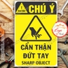 LOGO TEM STICKER CẢNH BÁO CẨN THẬN ĐỨT TAY, VẬT SẮC NHỌN, SHARP OBJECTS - BIỂN CẢNH BÁO AN TOÀN LAO ĐỘNG