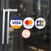 Bộ 3 Logo Decal Dán Các Loại Thẻ Thanh Toán Quốc Tế Phố Biến, VISA, MASTERCARD, JCB…Tem Phương Thức Thanh Toán  Quốc Tế