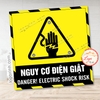 Tem Decal Cảnh Báo Nguy Cơ Điện Giật, Electric Shock Risk, song ngữ Anh Việt, Decal Chống Nước, Tem An Toàn Lao Động