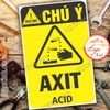 LOGO TEM STICKER CẢNH BÁO NGUY HIỂM DUNG DỊCH AXIT ACID - BIỂN CẢNH BÁO AN TOÀN LAO ĐỘNG