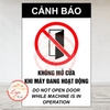 Tem Decal Dán [Nhắc Nhở] CẢNH BÁO KHÔNG MỞ CỬA KHI MÁY ĐANG HOẠT ĐỘNG | Decal Song Ngữ Việt - Anh Chống nước, Chống phai