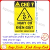LOGO TEM STICKER CẢNH BÁO NGUY CƠ ĐIỆN GIẬT, ELECTRIC SHOCK RISK - BIỂN CẢNH BÁO AN TOÀN LAO ĐỘNG