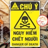 LOGO TEM STICKER BIỂN CẢNH BÁO NGUY HIỂM CHẾT NGƯỜI - DANGER OF DEATH - BIỂN CẢNH BÁO AN TOÀN LAO ĐỘNG