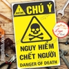 LOGO TEM STICKER BIỂN CẢNH BÁO NGUY HIỂM CHẾT NGƯỜI - DANGER OF DEATH - BIỂN CẢNH BÁO AN TOÀN LAO ĐỘNG