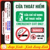 Tem Decal Dán Cửa Thoát Hiểm, Emergency Exit Door, Tem Cảnh Báo Thoát Hiểm Tổng Hợp, Cấm Lửa, Cấm Hút Thuốc,  Chống Nước