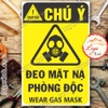 LOGO TEM STICKER BIỂN CẢNH BÁO ĐEO MẶT NẠ PHÒNG ĐỘC - WEAR GAS MASK - BIỂN CẢNH BÁO AN TOÀN LAO ĐỘNG