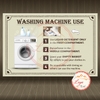 Tem Decal cắt dán sẵn - WASHING MACHINE USE - Decal chống nước, chống phai bằng Tiếng Anh HDSD Máy Giặt