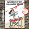 LOGO TEM STICKER YÊU CẦU ĐEO DÂY ĐAI AN TOÀN KHI LÀM VIỆC TRÊN CAO - BIỂN BÁO CẢNH BÁO AN TOÀN LAO ĐỘNG- LABOR SAFETY