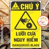LOGO TEM STICKER CẢNH BÁO LƯỠI CƯA NGUY HIỂM DANGEROUS BLADE - BIỂN CẢNH BÁO AN TOÀN LAO ĐỘNG