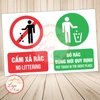 Tem Decal Dán- CẤM XẢ RÁC, BỎ RÁC ĐÚNG NƠI QUY ĐỊNH - NO LITTERING, PUT TRASH IN THE RIGHT PLACE -Chống nước, chống phai