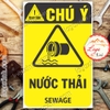LOGO TEM STICKER CẢNH BÁO NƯỚC THẢI, SEWAGE - BIỂN CẢNH BÁO AN TOÀN LAO ĐỘNG