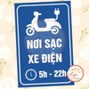 Tem Decal dán sẵn - NƠI SẠC XE ĐIỆN từ 5h-22h - Decal chống nước, chống phai