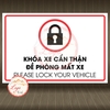 Tem Decal - KHOÁ XE CẨN THẬN ĐỀ PHÒNG MẤT XE (Song Ngữ Anh - Việt) - Decal bóc dán, có keo sẵn, chống nước, chống phai