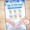LOGO TEM STICKER BIỂN BẢNG HƯỚNG DẪN RỬA TAY ĐÚNG CÁCH PHÒNG CHỐNG DỊCH COVID 19, WASH HAND INSTRUCTION
