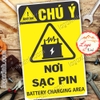 LOGO TEM STICKER BIỂN BÁO KHU VỰC NƠI SẠC PIN- BATTERY CHARGING AREA - BIỂN CẢNH BÁO AN TOÀN LAO ĐỘNG