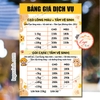 Tem Decal Dán Bảng Giá Quầy Spa Thú Cưng, Dịch Vụ Thú Y,Pet Shop,Bảng Báo Giá Shop Thú Y,Decan Chống Nước Có Keo Sẵn