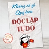 Tem Decal Dán Poster Yêu Nước,Không Có Gì Quý Hơn Độc Lập Tự Do, Kỷ Niệm Dịp Lễ 30/4, 2/9, 19/8... Chống Nước,Không Phai