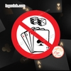 (MẪU TRÒN) Logo Decal Dán CẤM ĐÁNH BẠC, No Gamble Dạng Tròn Nhiều Kích Cỡ, Tem Cấm Chơi Cờ Bạc, Đánh Bài, Tem Chống Nước