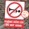 LOGO TEM STICKER BIỂN BÁO CẤM KHÔNG ĐƯỢC BẤM CÒI - DO NOT HONK - BIỂN CẢNH BÁO, BIỂN CẤM