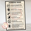 Tem Decal Dán - HOMESTAY RULES [Quy Định] Ở Homestay | Decal SONG NGỮ VIỆT - ANH | Decal chống nước, chống phai
