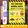 Tem Decal PHÂN LOẠI RÁC THẢI THƯỜNG - RÁC THẢI SINH HOẠT - RÁC THẢI NGUY HẠI - Decal song ngữ, có keo dán sẵn