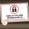 Tem Decal - KHOÁ XE CẨN THẬN ĐỀ PHÒNG MẤT XE (Song Ngữ Anh - Việt) - Decal bóc dán, có keo sẵn, chống nước, chống phai