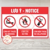 Tem Decal Dán LƯU Ý - CẤM HÚT THUỐC, CẤM LỬA, CẤM ĐIỆN THOẠI (Song Ngữ Anh Việt) - Decal chống nước, chống phai