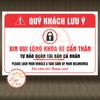 Decal Dán QUÝ KHÁCH LƯU Ý-XIN VUI LÒNG KHOÁ XE CẨN THẬN-TỰ BẢO QUẢN TÀI SẢN CÁ NHÂN | Song Ngữ- Chống nước, chống phai