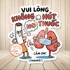 Tem Decal Dán VUI LÒNG KHÔNG HÚT THUỐC - CẢM ƠN - Decal bóc dán, có keo sẵn, chống nước, chống phai
