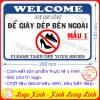 LOGO TEM STICKER NHẮC NHỞ VUI LÒNG ĐỂ GIÀY DÉP Ở NGOÀI, YÊU CẦU BỎ GIÀY DÉP BÊN NGOÀI, SHOES OFF PLEASE