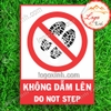 LOGO TEM STICKER KHÔNG DẪM LÊN, DO NOT STEP, CẢNH BÁO KHU VỰC KHÔNG ĐƯỢC DẪM CHÂN ĐI LÊN