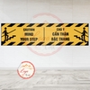 Tem Decal - CHÚ Ý CẨN THẬN BẬC THANG - Decal Song Ngữ bóc dán, có keo sẵn, chống nước, chống phai